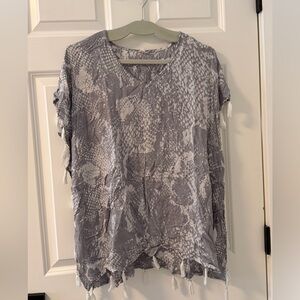Gray Snake Print Women's Top
